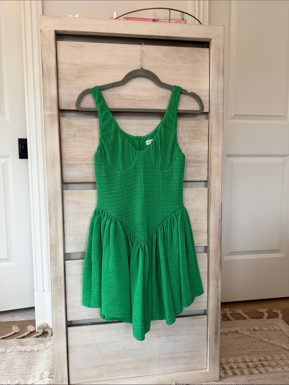 Girls Green Textured One-Piece Bodysuit Dress
